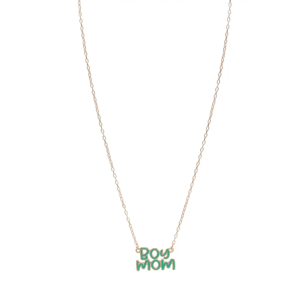 Enamel "mom" charm necklace