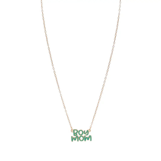 Enamel "mom" charm necklace