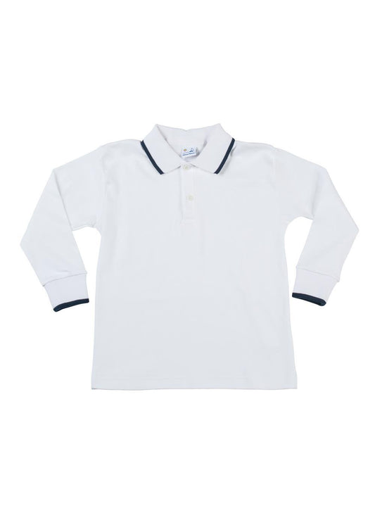 Florence Eiseman boys long sleeve polo with navy tipping