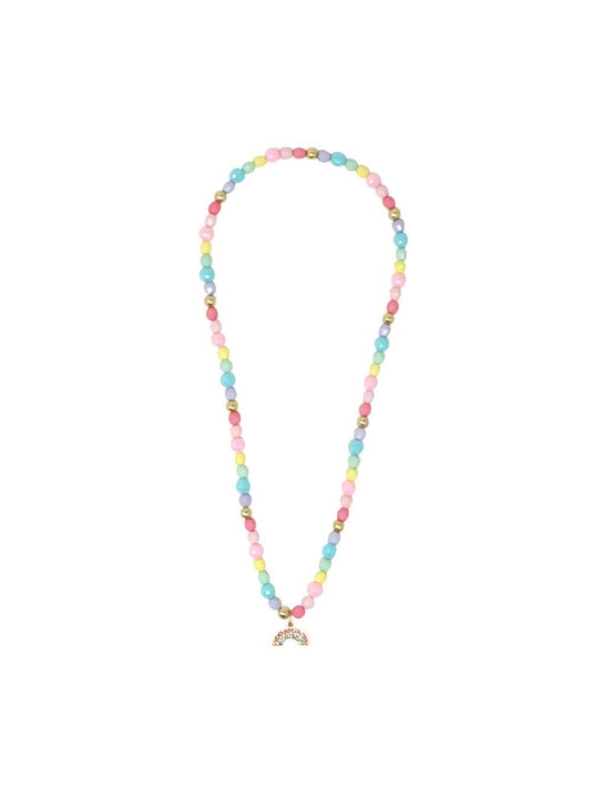Pink Poppy be happy rainbow charm necklace