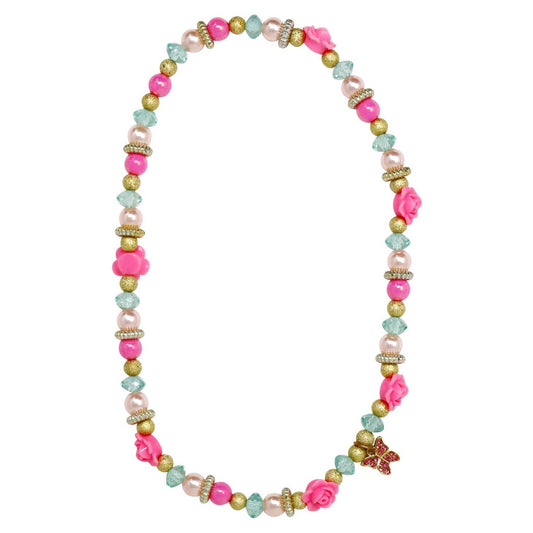 Pink Poppy butterfly necklace
