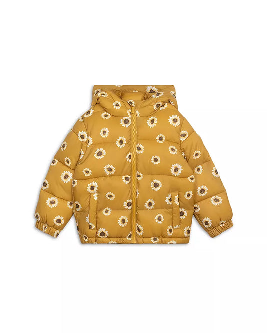Miles the Label infant & girls sunflower print puffer coat