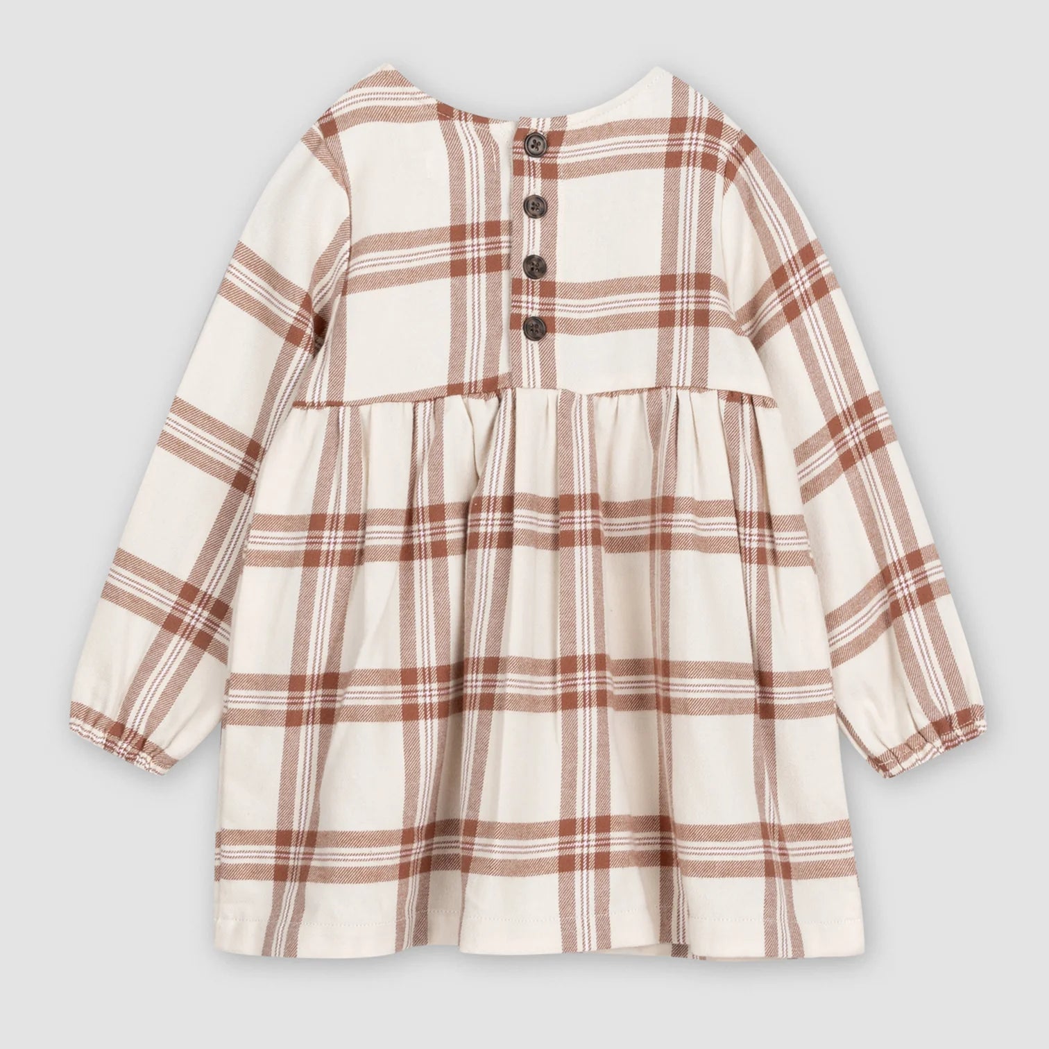 Miles the Label infant & girls copper plaid flannel dress