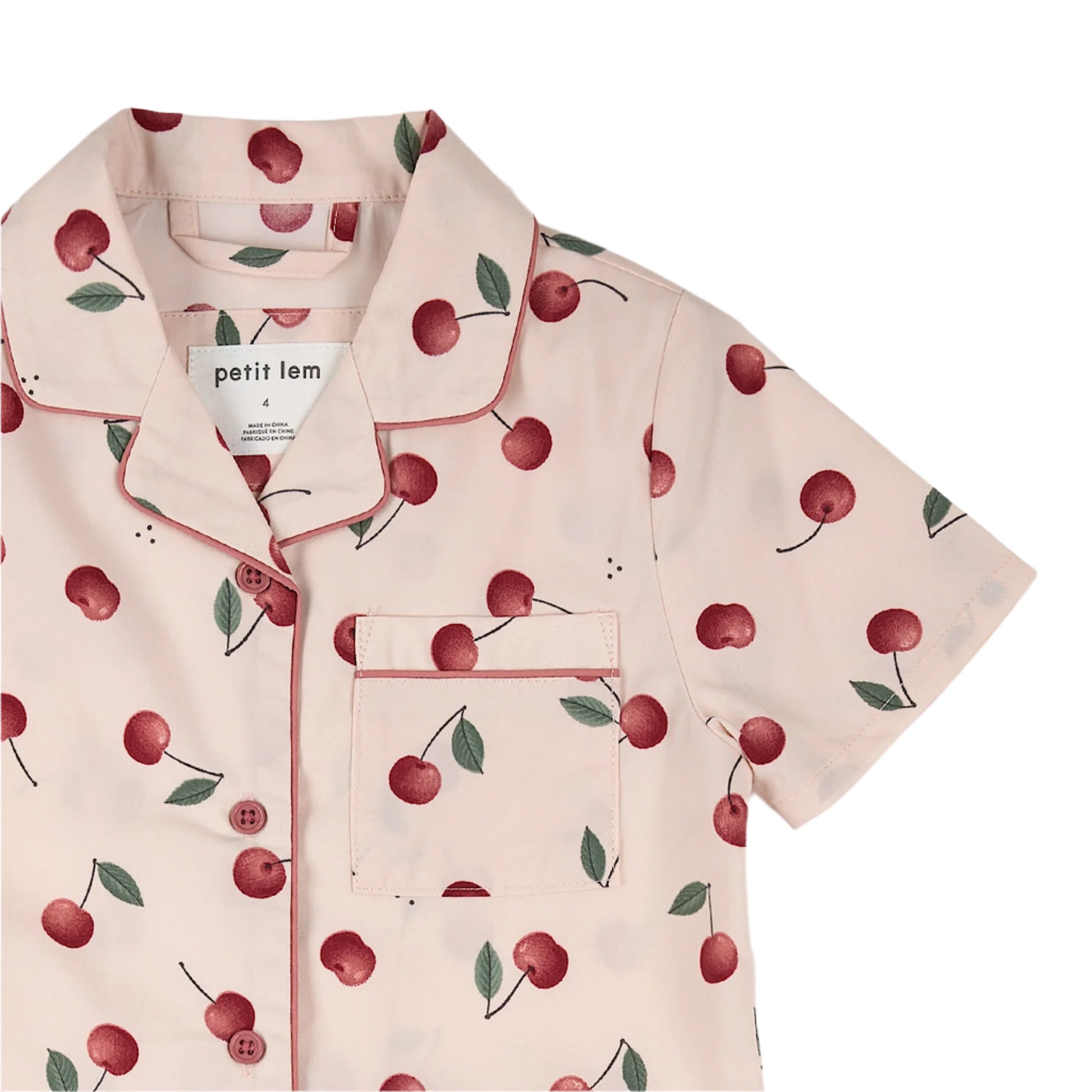 Petit Lem girls cherry print woven pajamas