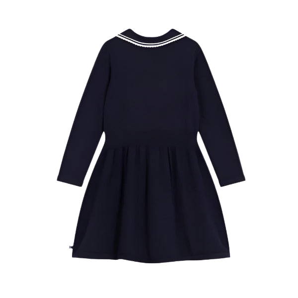 Petit Bateau girls peter pan collar long sleeve dress