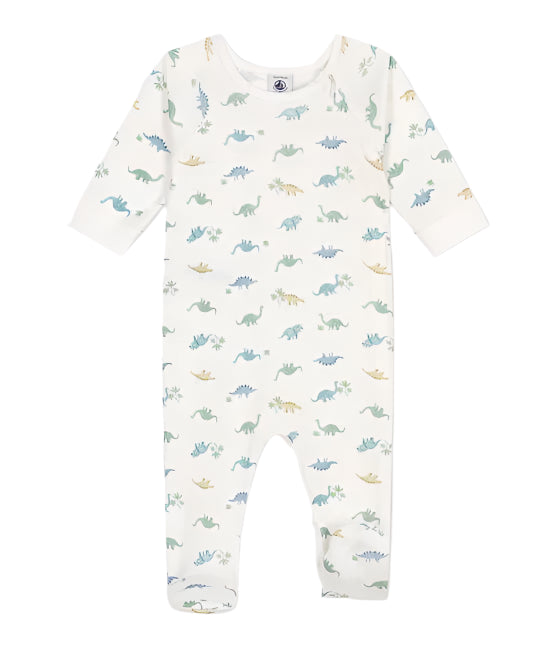 Petit Bateau infant boy side zip dinosaur print footie