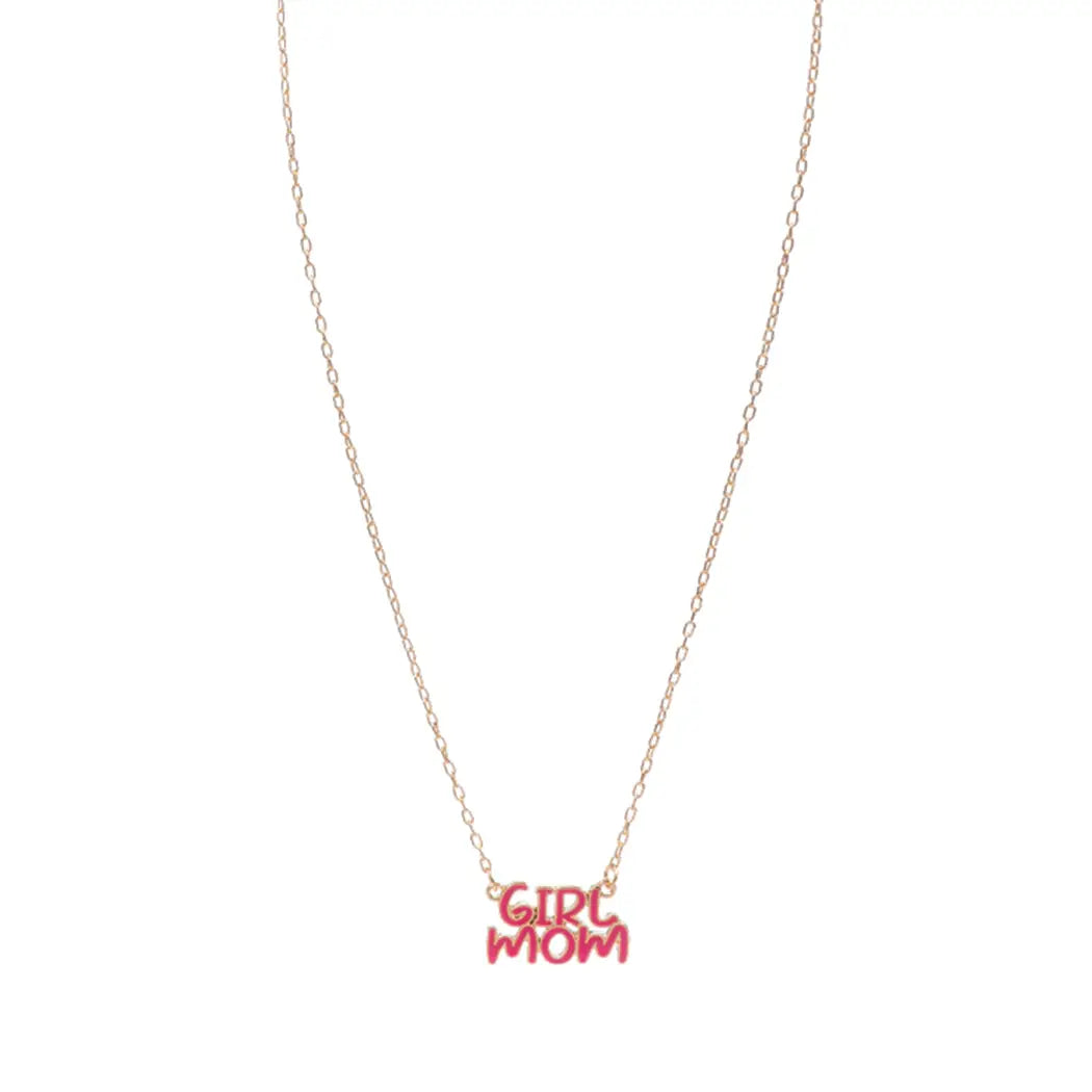 Enamel "mom" charm necklace