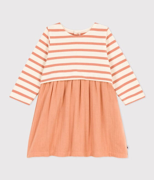 Petit Bateau infant girl stripe top & gauzy skirt dress