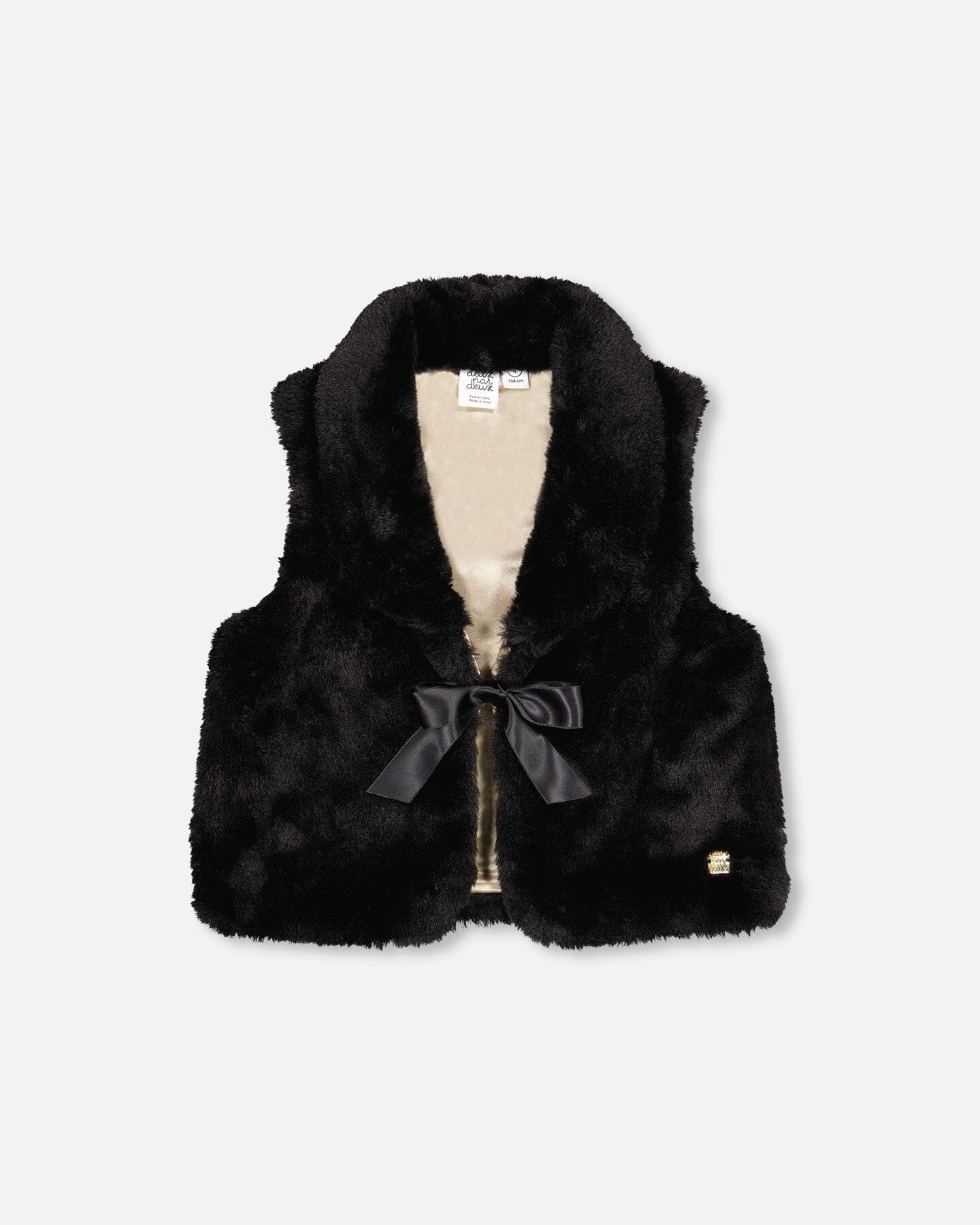 Deux Par Deux girls faux fur shawl collar vest