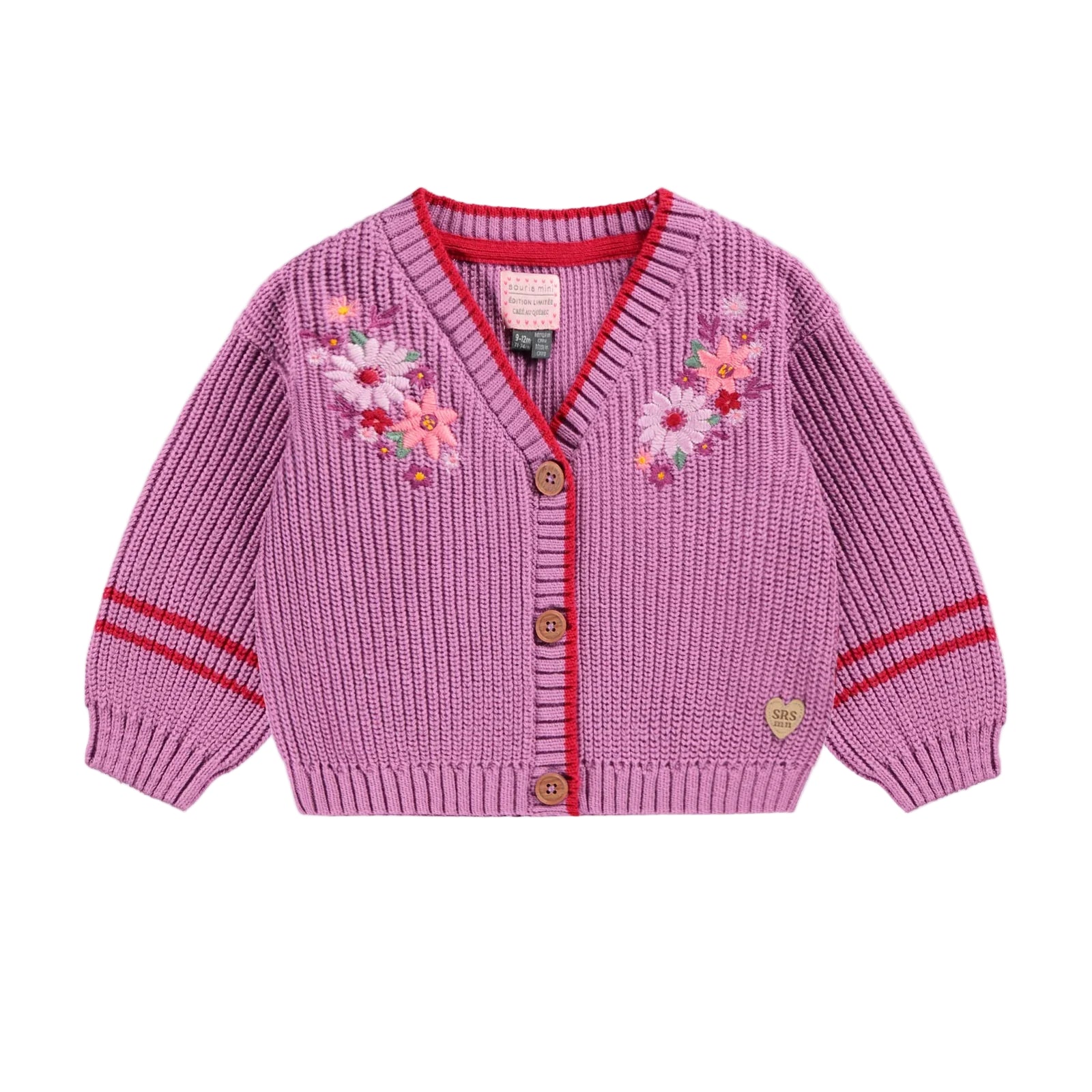 Souris Mini infant girl embroidered flower cardigan