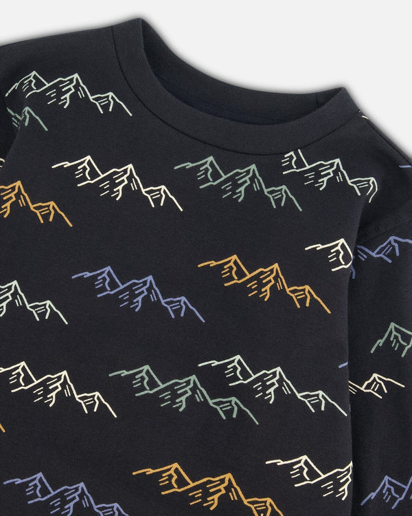 Deux Par Deux boys mountain print long sleeve tee