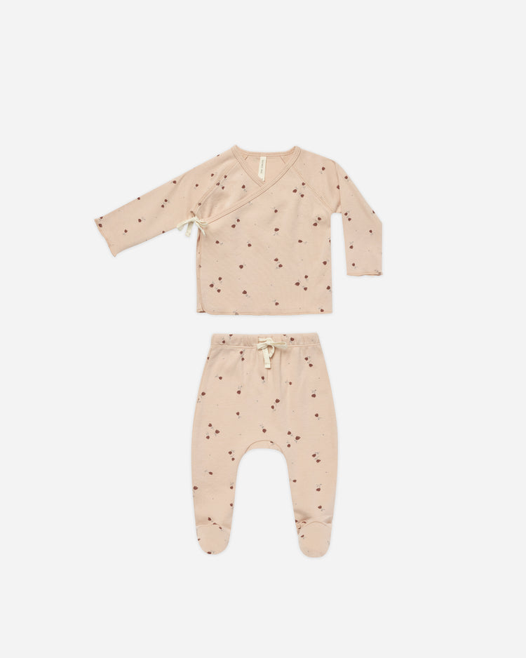 Quincy Mae infant wrap top + footed pant set