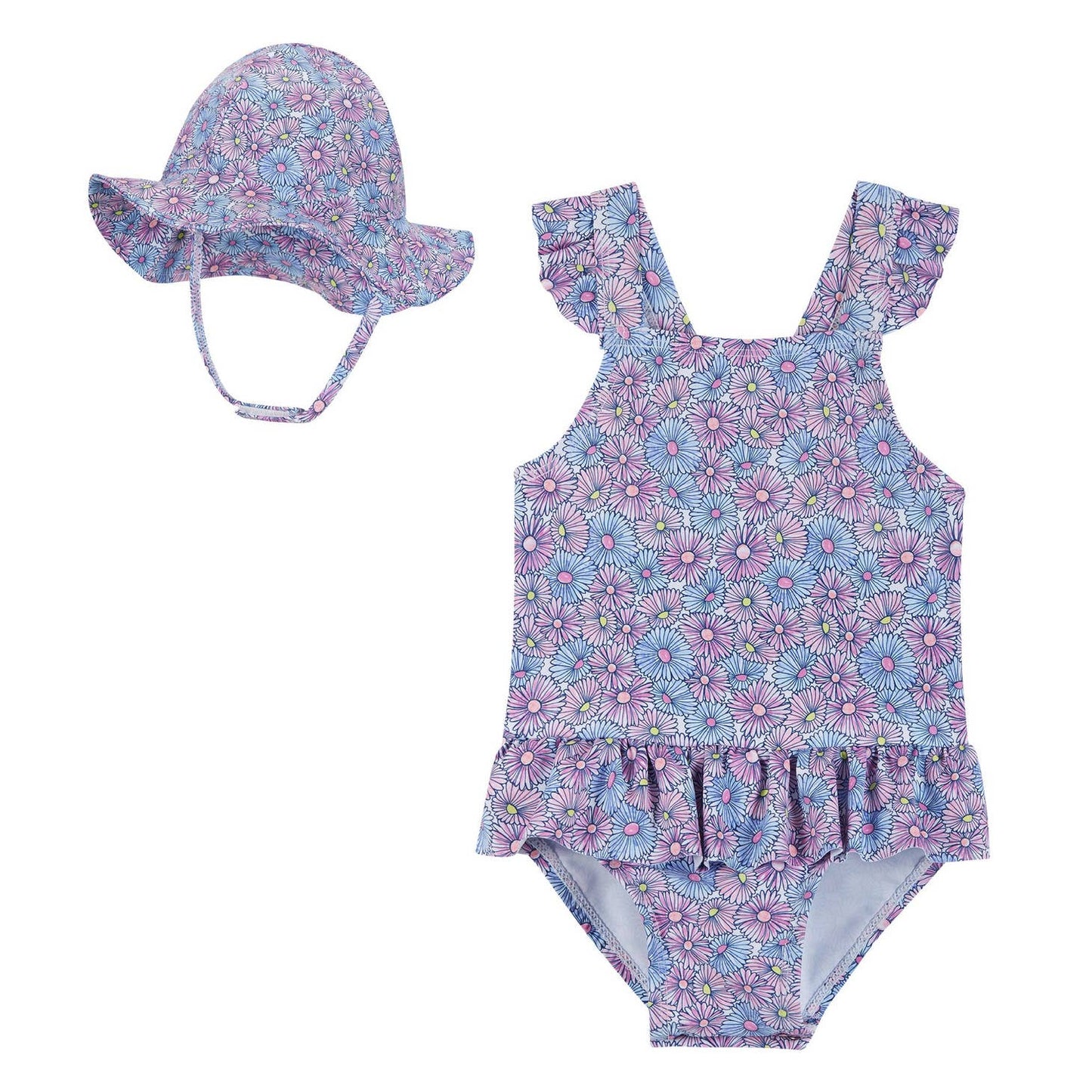 Andy & Evan infant girl floral bubble swimsuit & hat