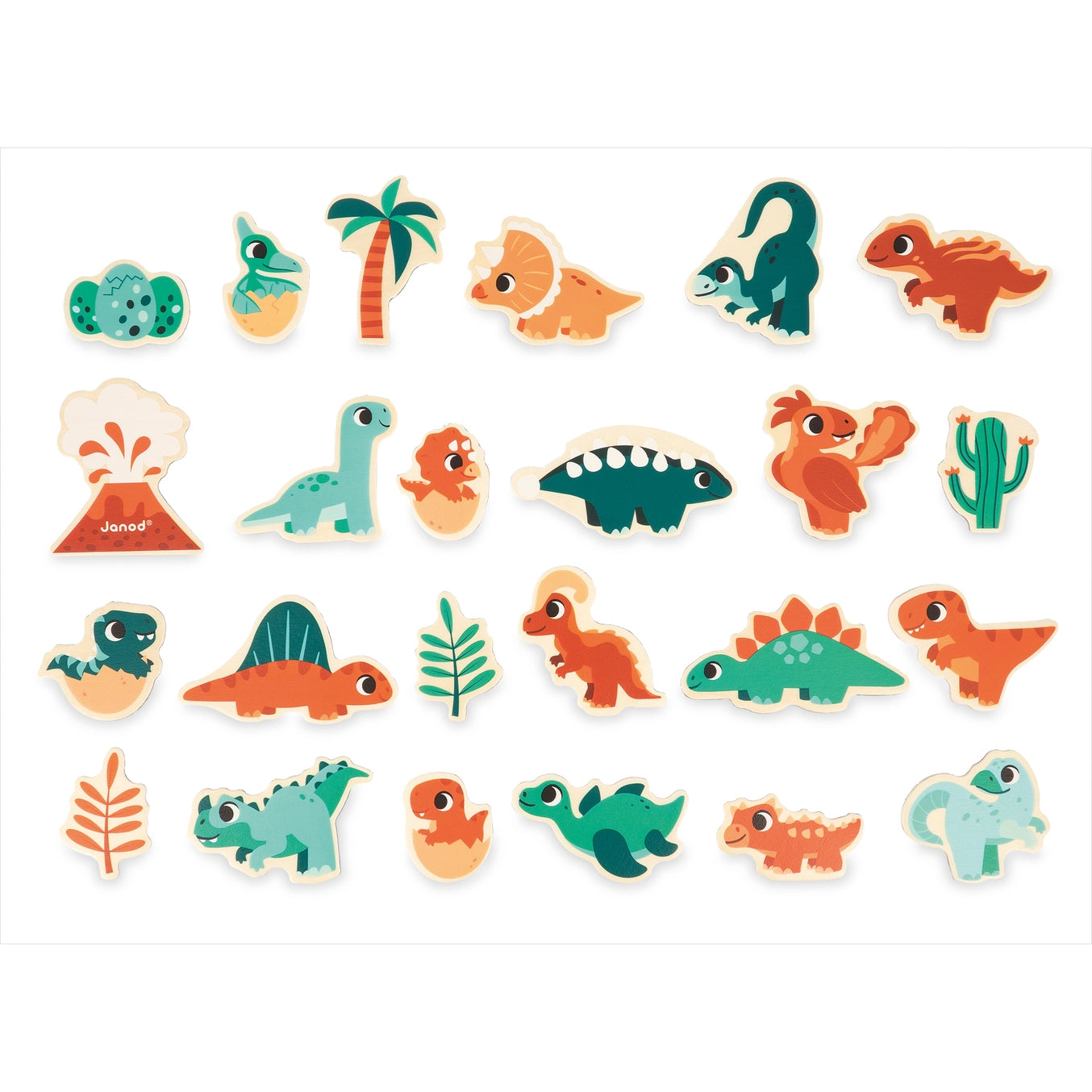 Janod 24-piece dinosaur magnet set