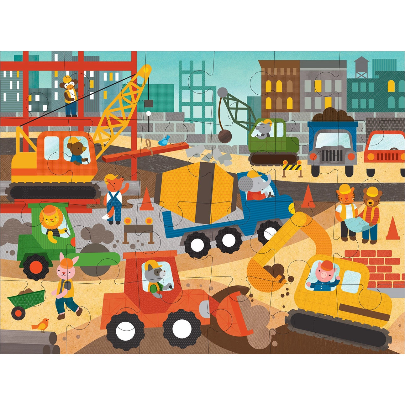 Petit Collage construction site 24-piece floor puzzle