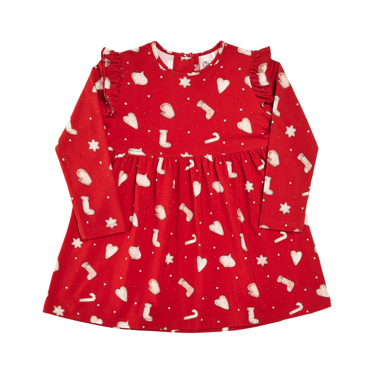 Coccoli infant girl holiday cookies print dress