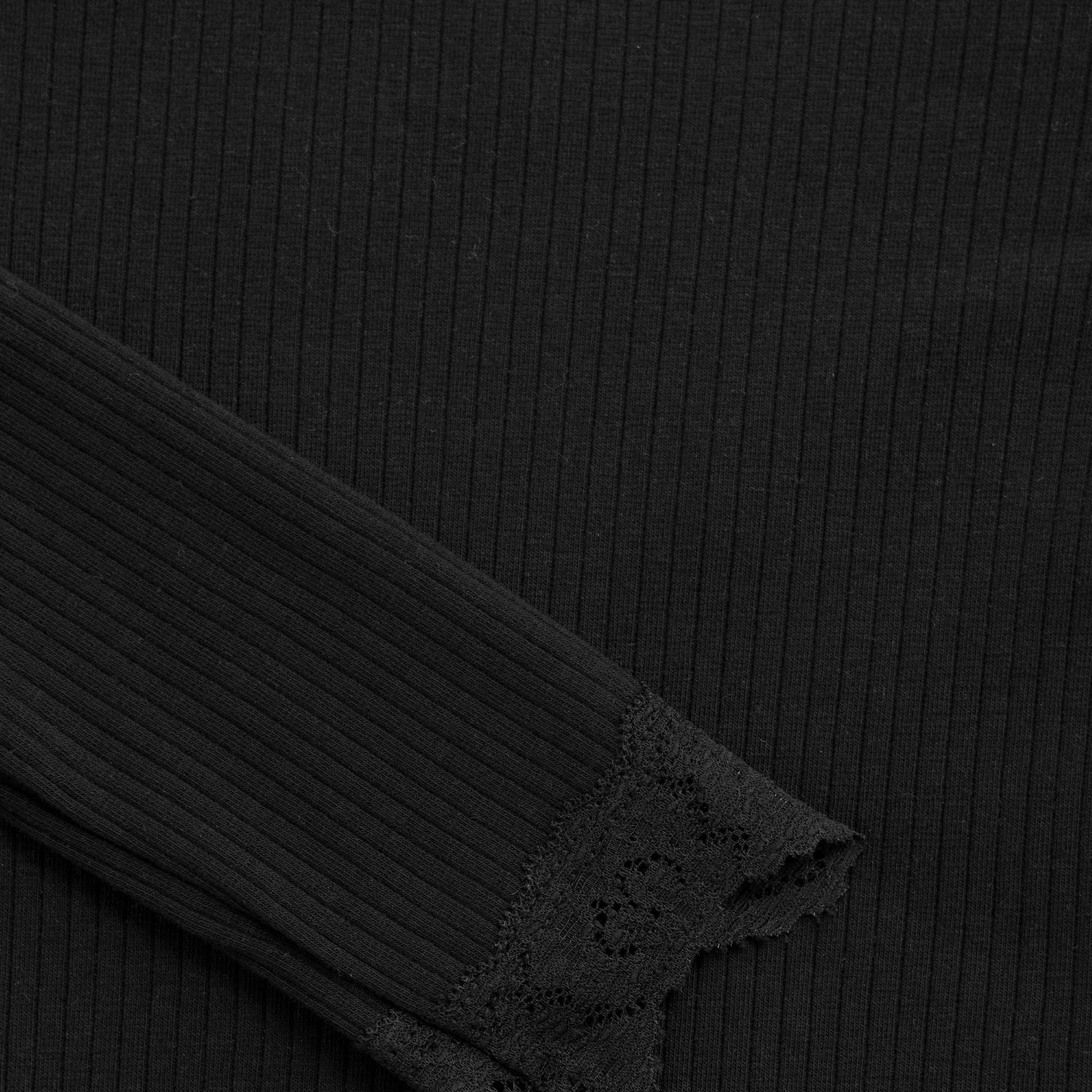 Creamie girls ribbed long sleeve top with lace trim