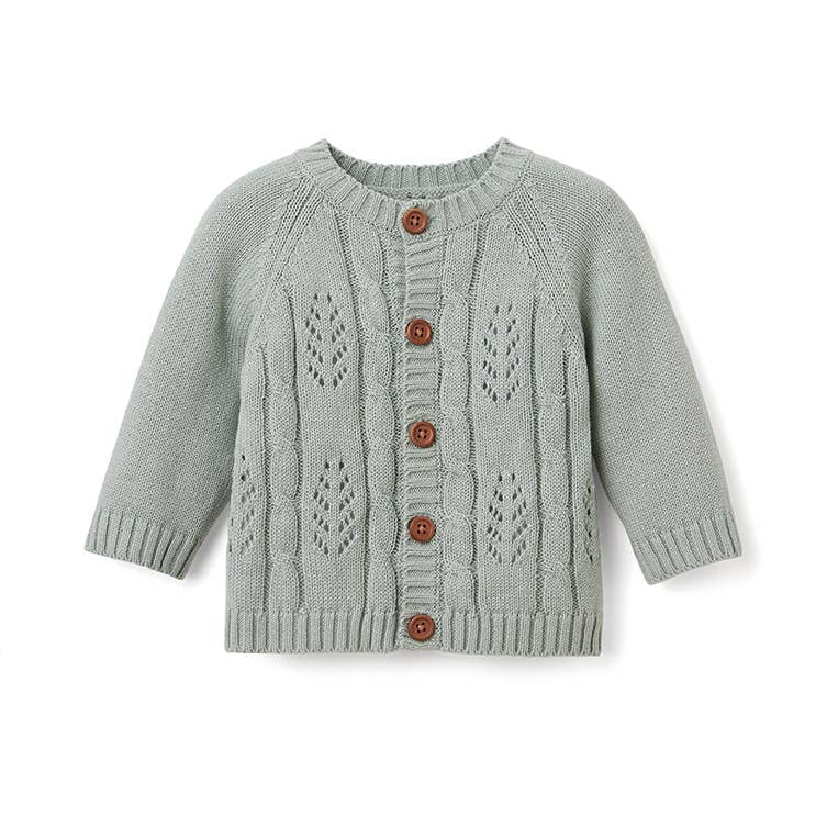 Elegant Baby leaf cable cardigan