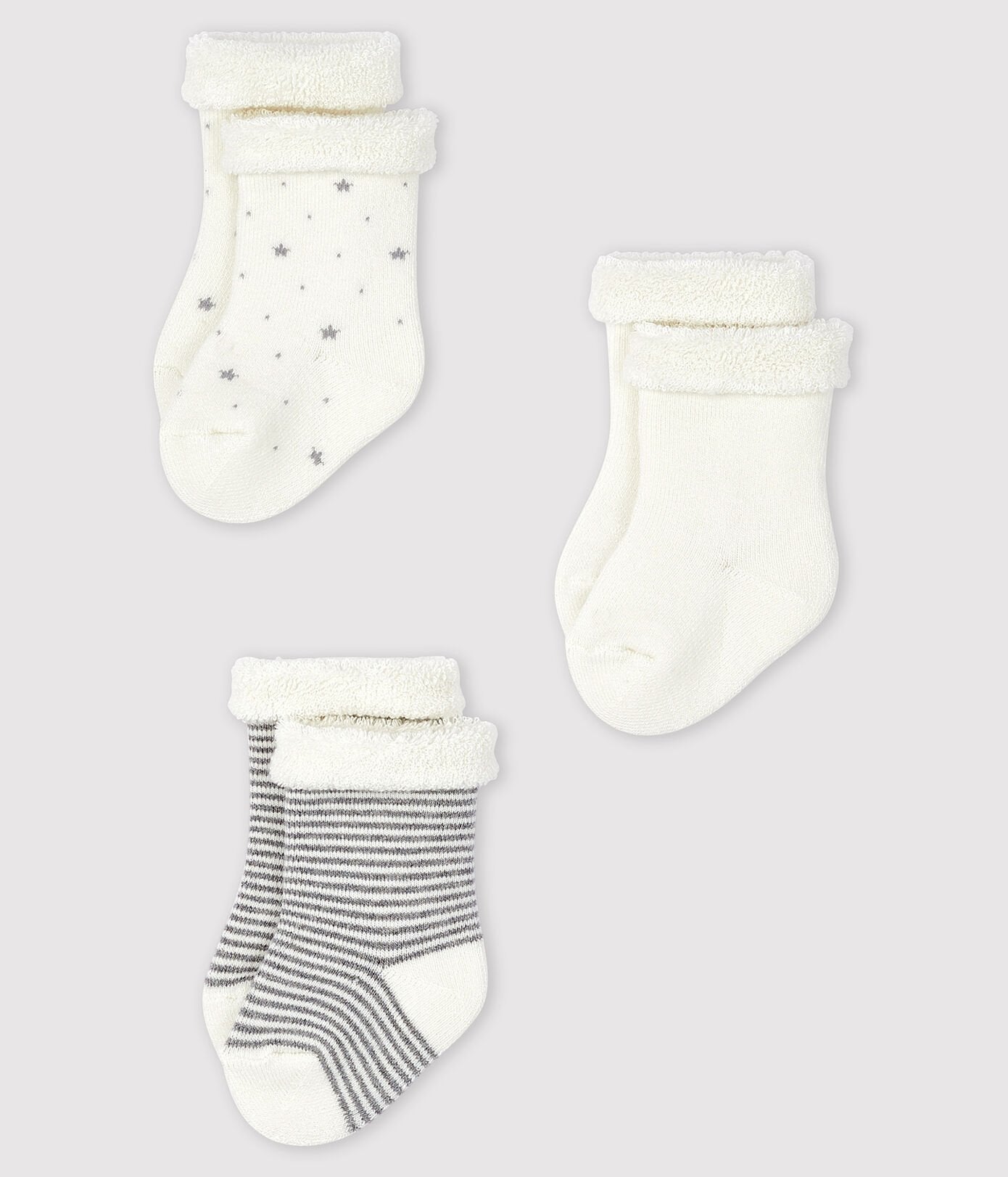 Petit Bateau infant 3-pack grey socks