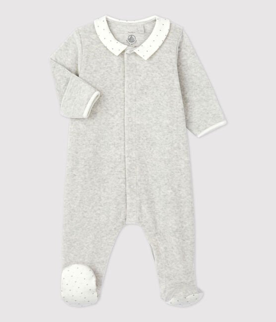 Petit Bateau infant velour collared footie