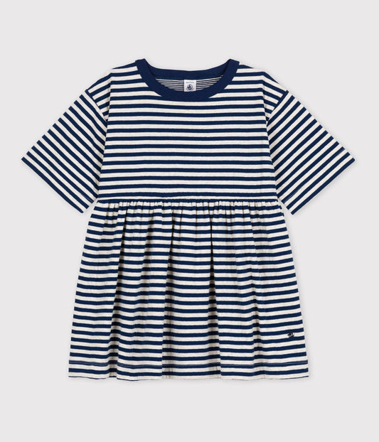 Petit Bateau girls stripe 3/4 sleeve dress