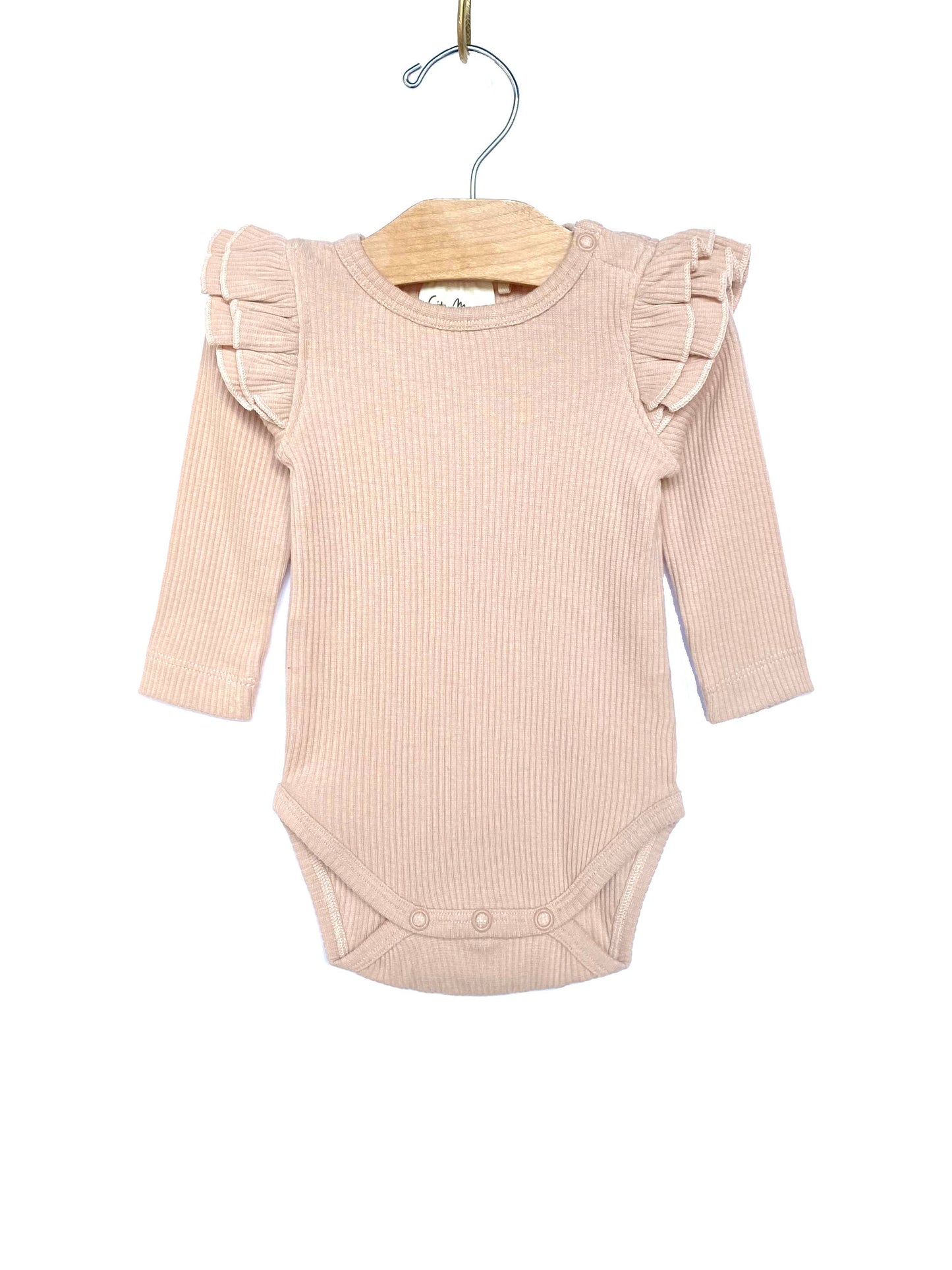 City Mouse infant girl flutter long sleeve bodysuit