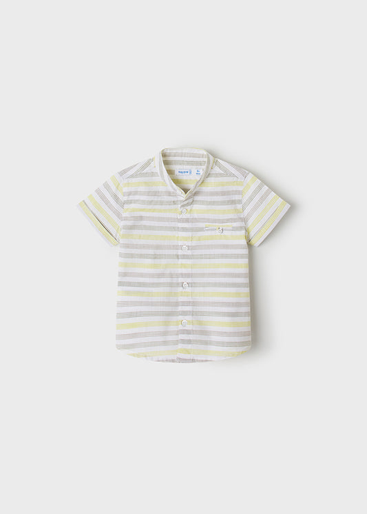Mayoral infant boy stripe mandarin collar shirt