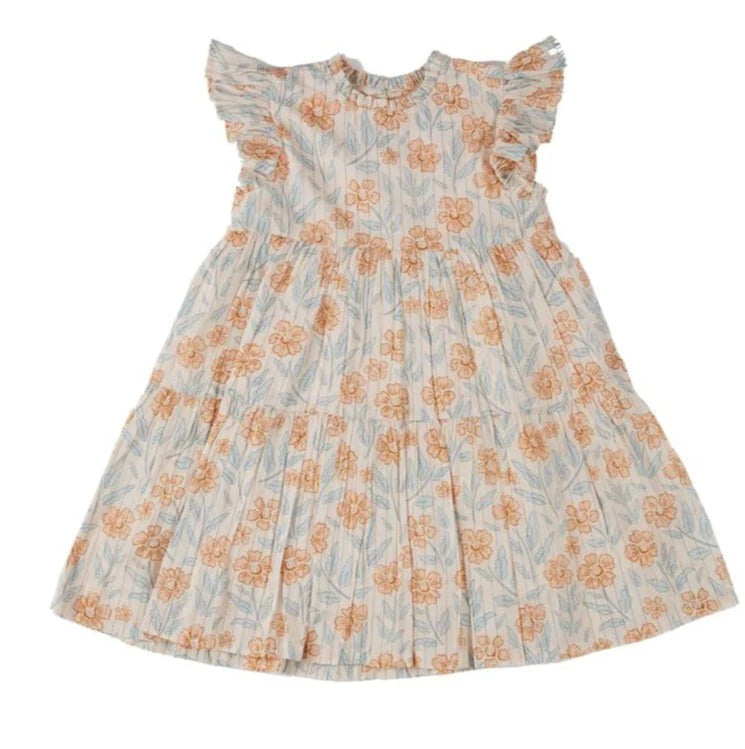 Lucky Jade girls woodblock sunset dress