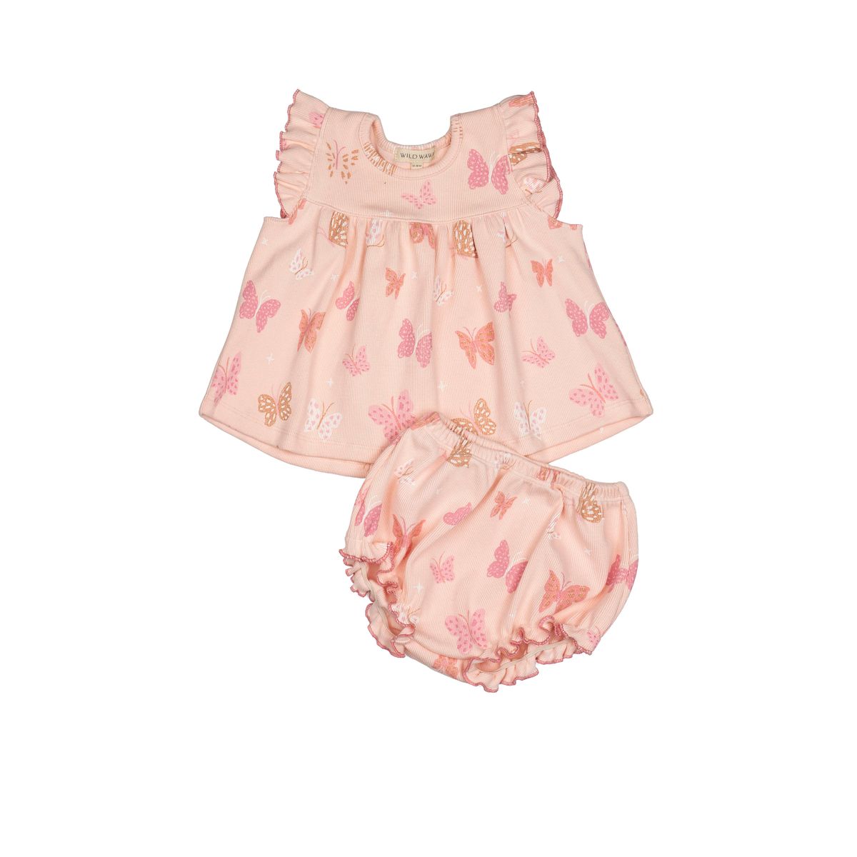 Wild Wawa infant girl ribbed flutter set