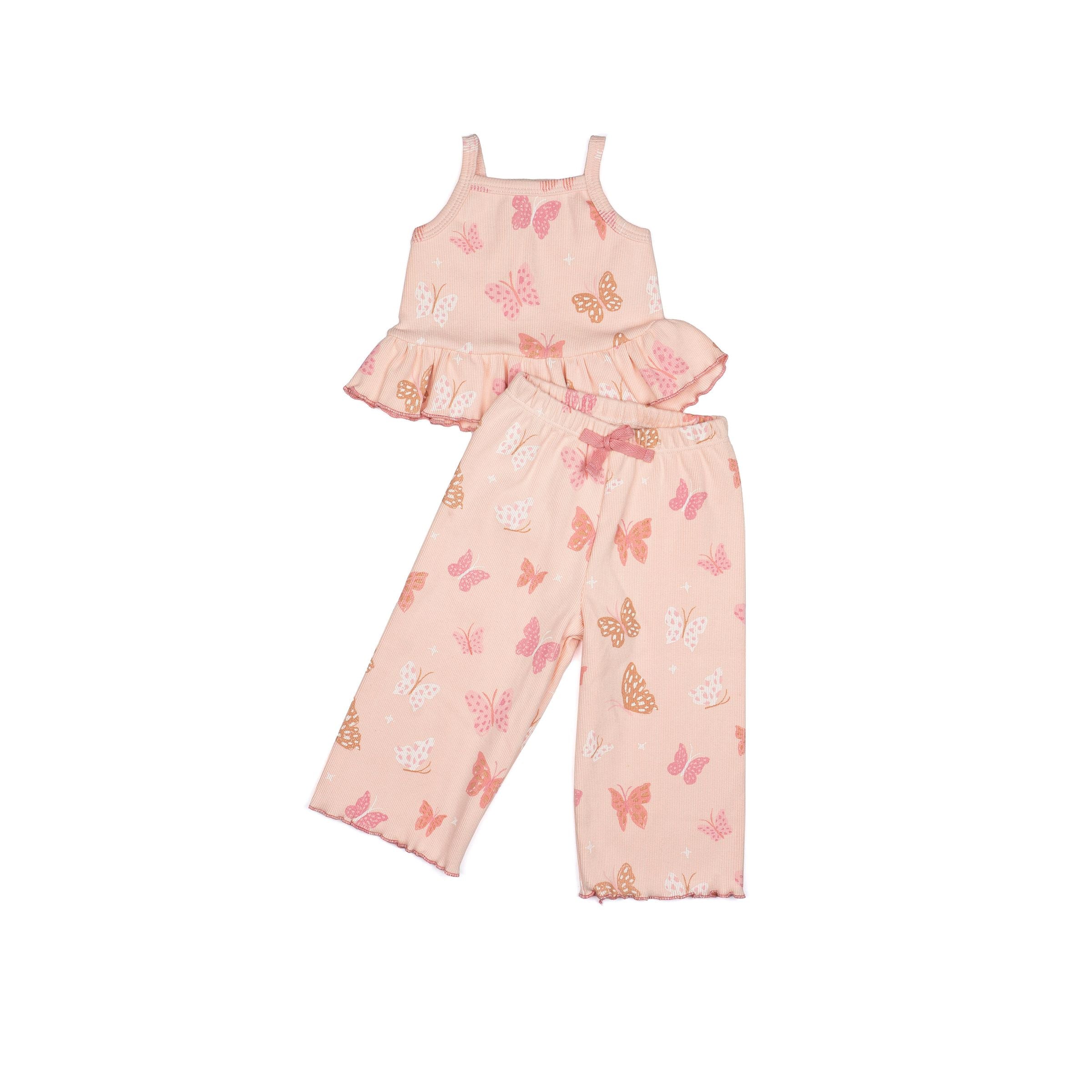 Wild Wawa infant & girls ribbed wide leg set