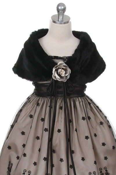 Kid's Dream girls black "fur" shawl