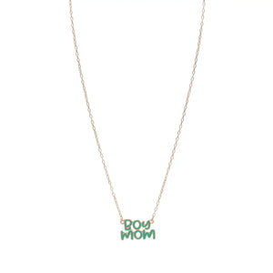 Enamel "mom" charm necklace