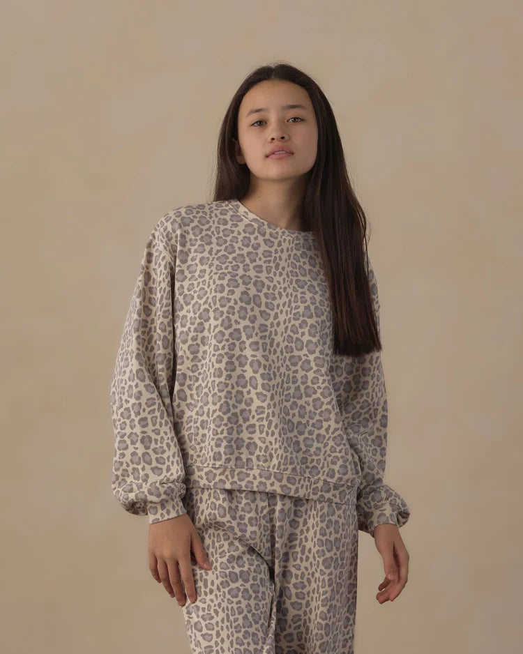 Rylee + Cru teen girls oversized sweatshirt leopard