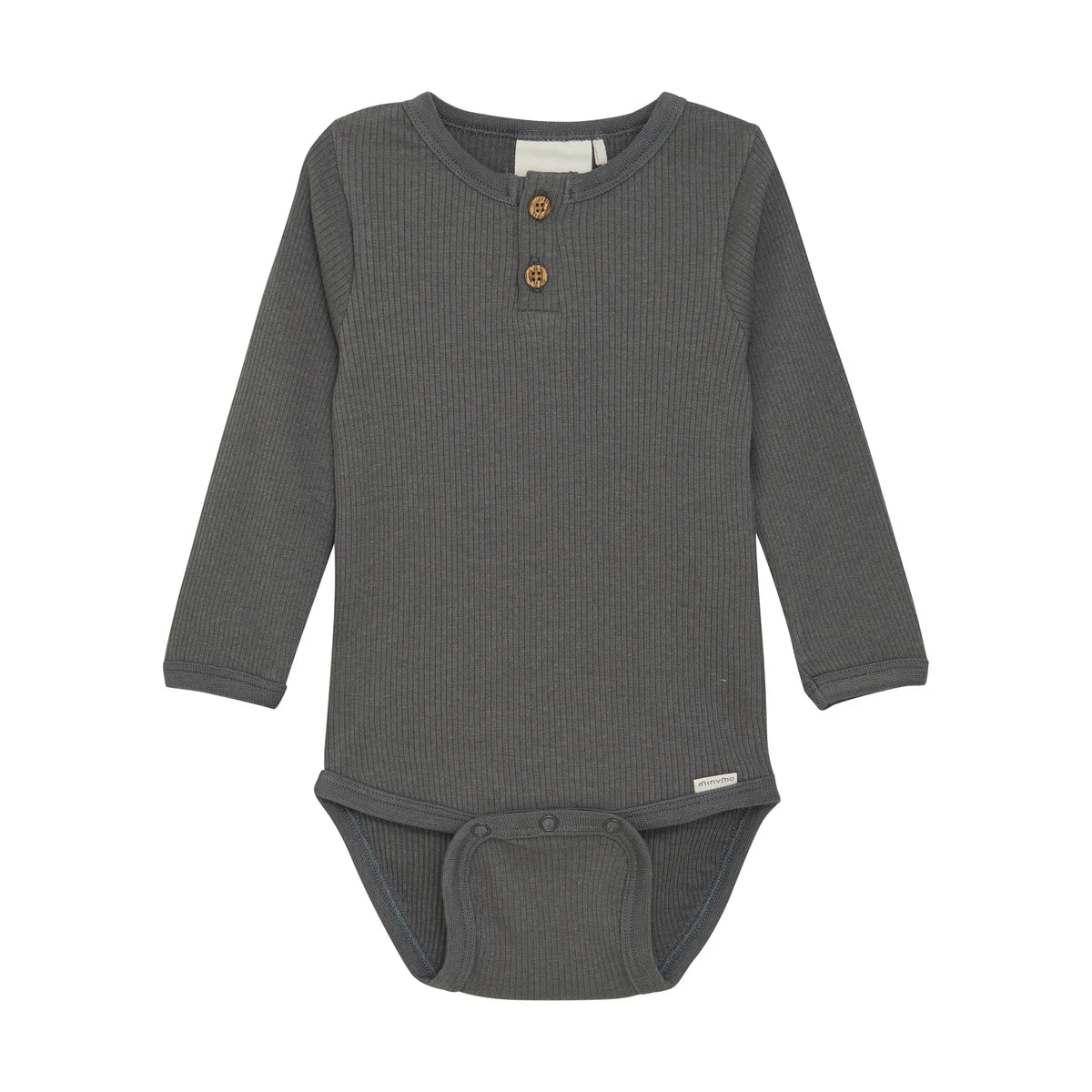 Minymo infant long sleeve ribbed button onesie