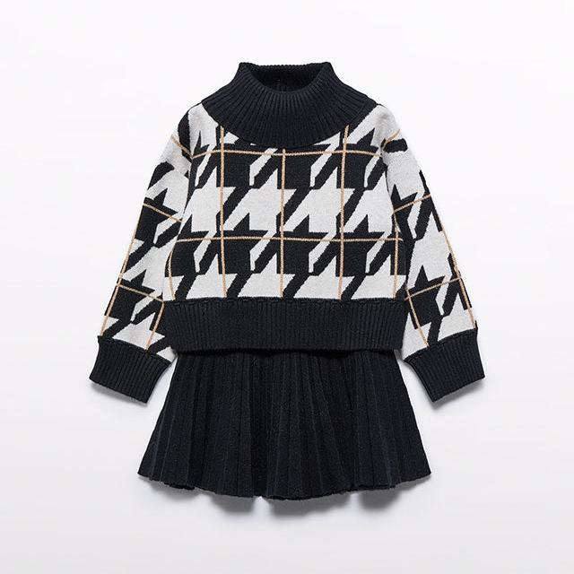 Abel & Lula girls pleated knit skirt set