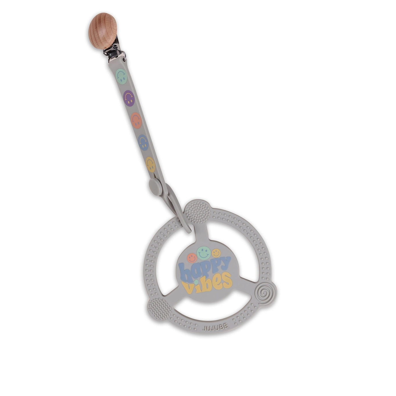 JuJuBe silicone teether ring with detachable clip