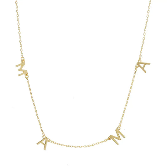 Gold-dipped "mama" necklace