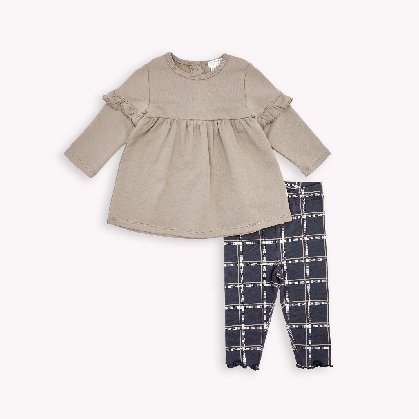 Petit Lem infant girl jersey dress & plaid leggings