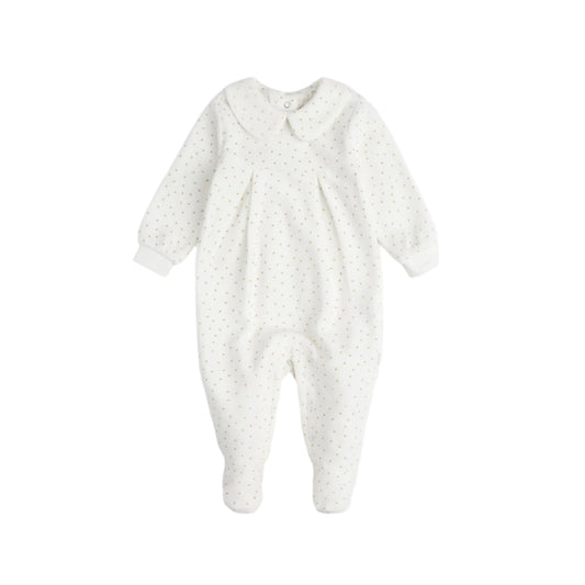 Petit Lem infant girl golden dots velour footie