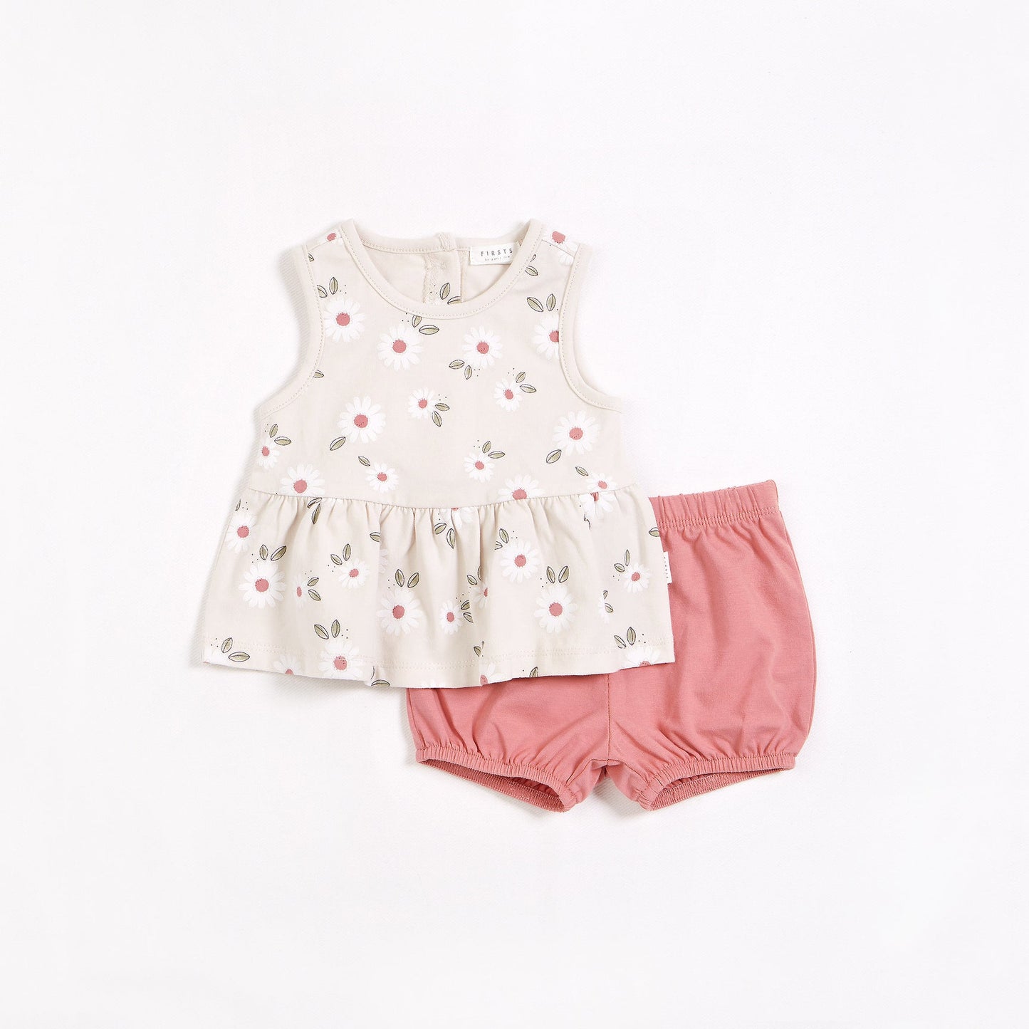 Petit Lem infant girl daisy print short set