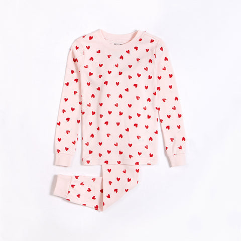 Petit Lem infant & girls heart print pajamas