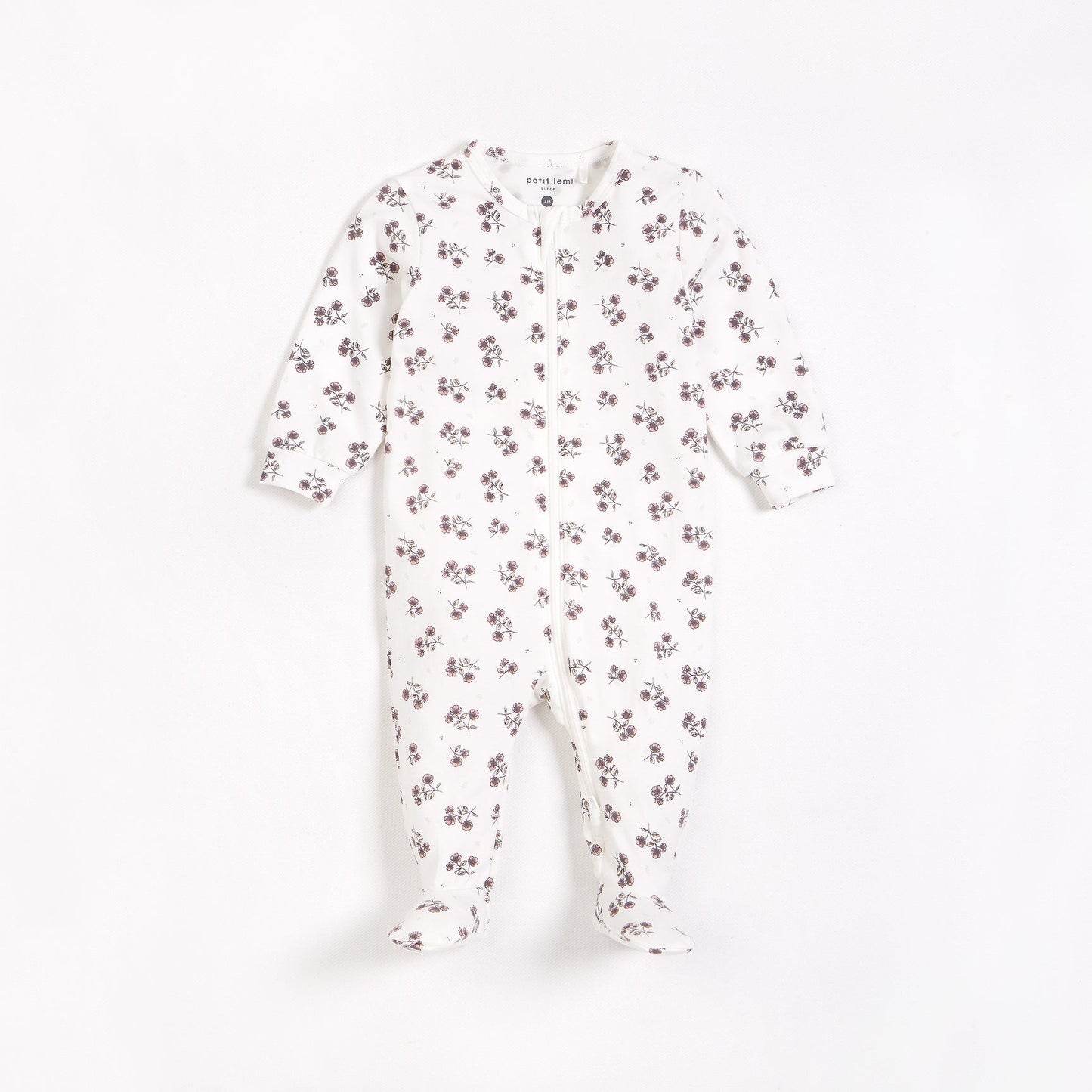 Petit Lem infant girl anemones print footie