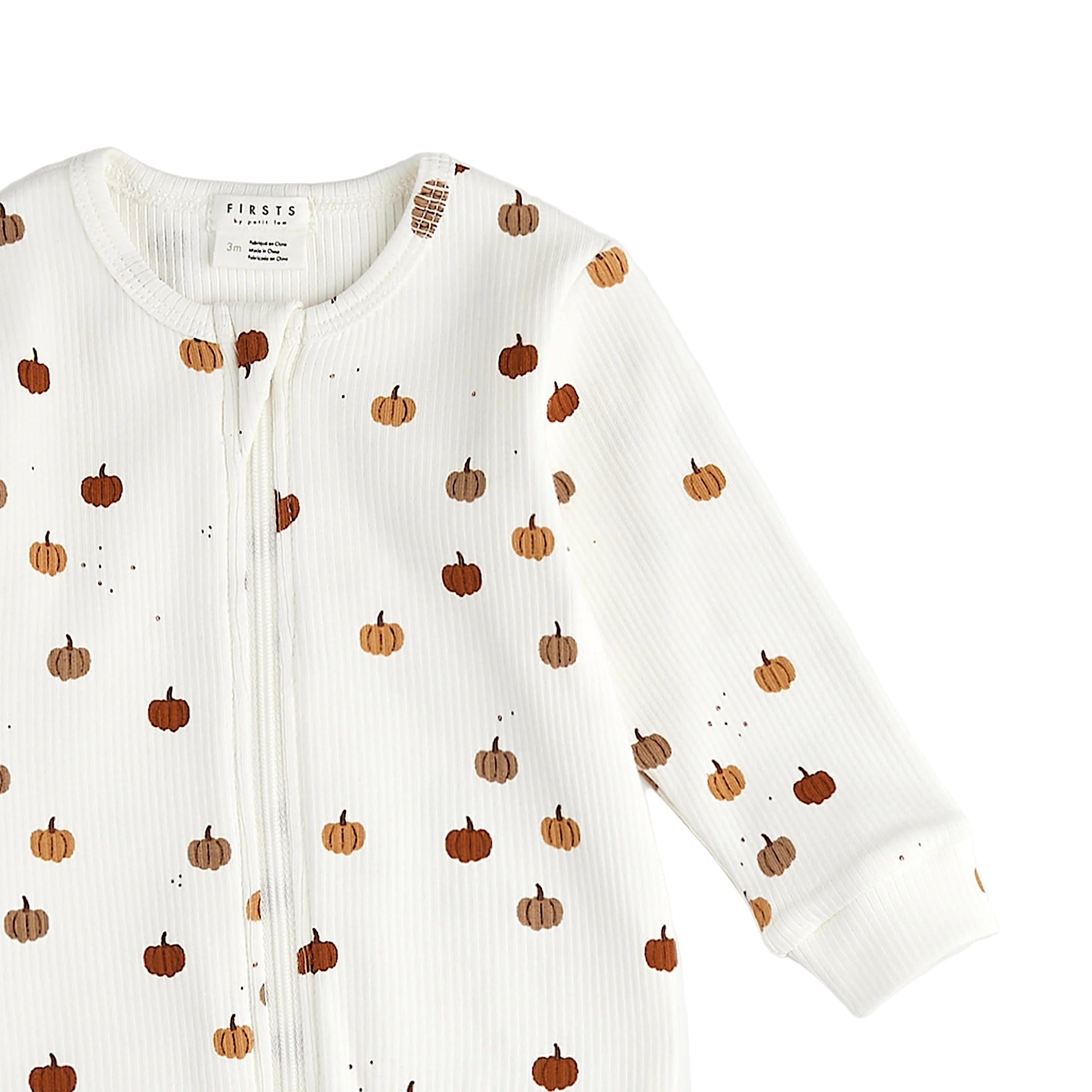 Petit Lem infant pumpkin print ribbed footie