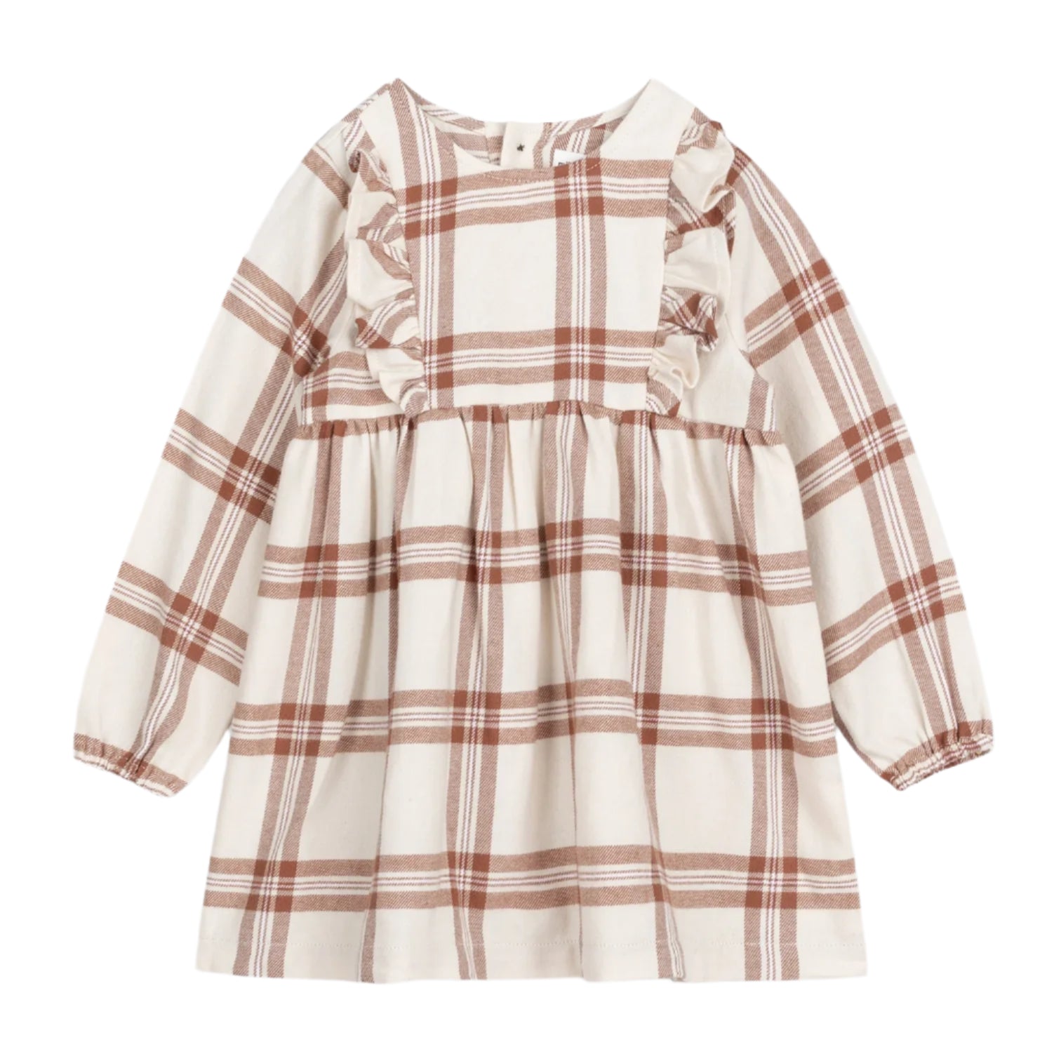 Miles the Label infant & girls copper plaid flannel dress