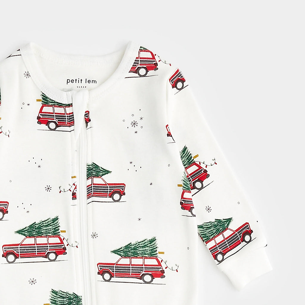 Petit Lem infant festive cars footie
