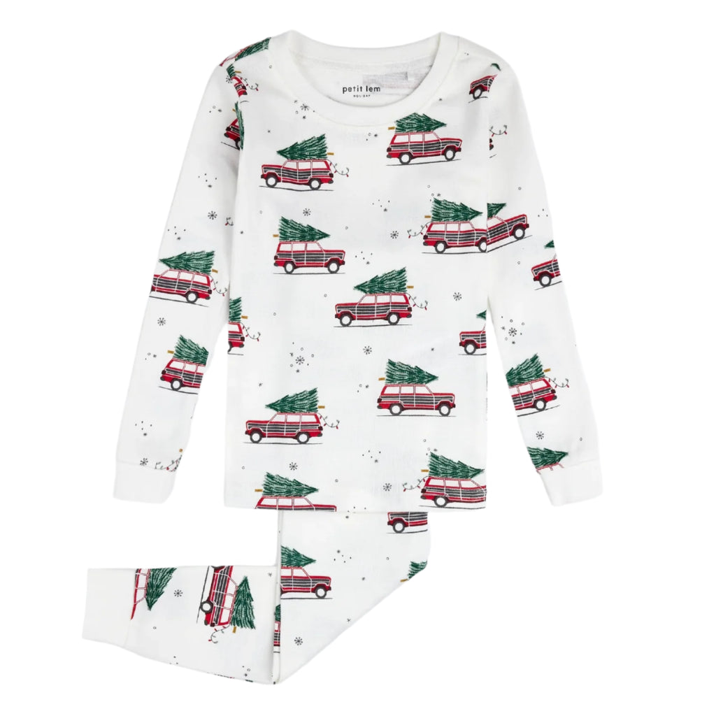 Petit Lem infant & kids festive cars pajamas