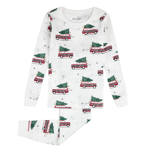 Petit Lem infant & kids festive cars pajamas