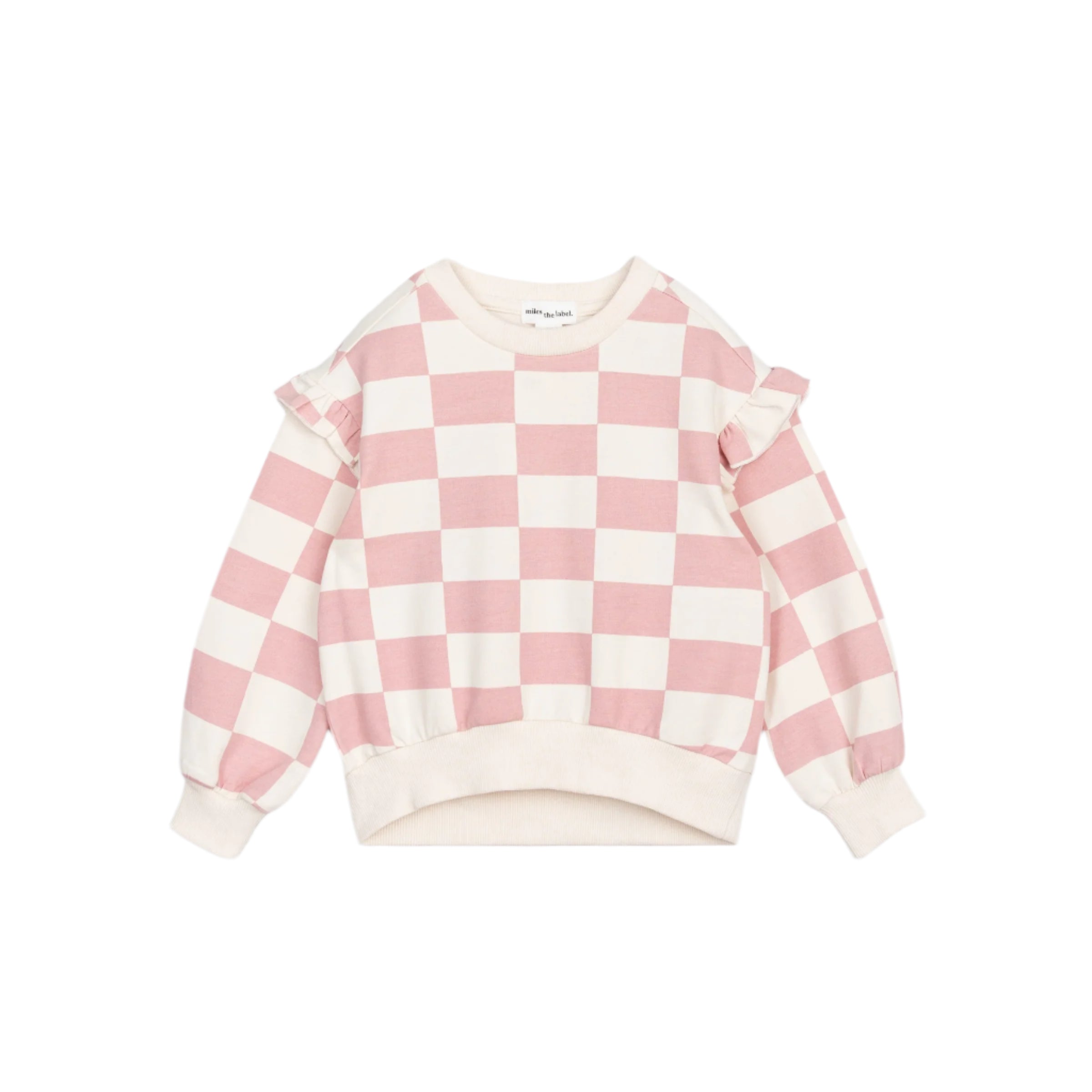 Miles the Label infant & girls checkerboard print sweatshirt