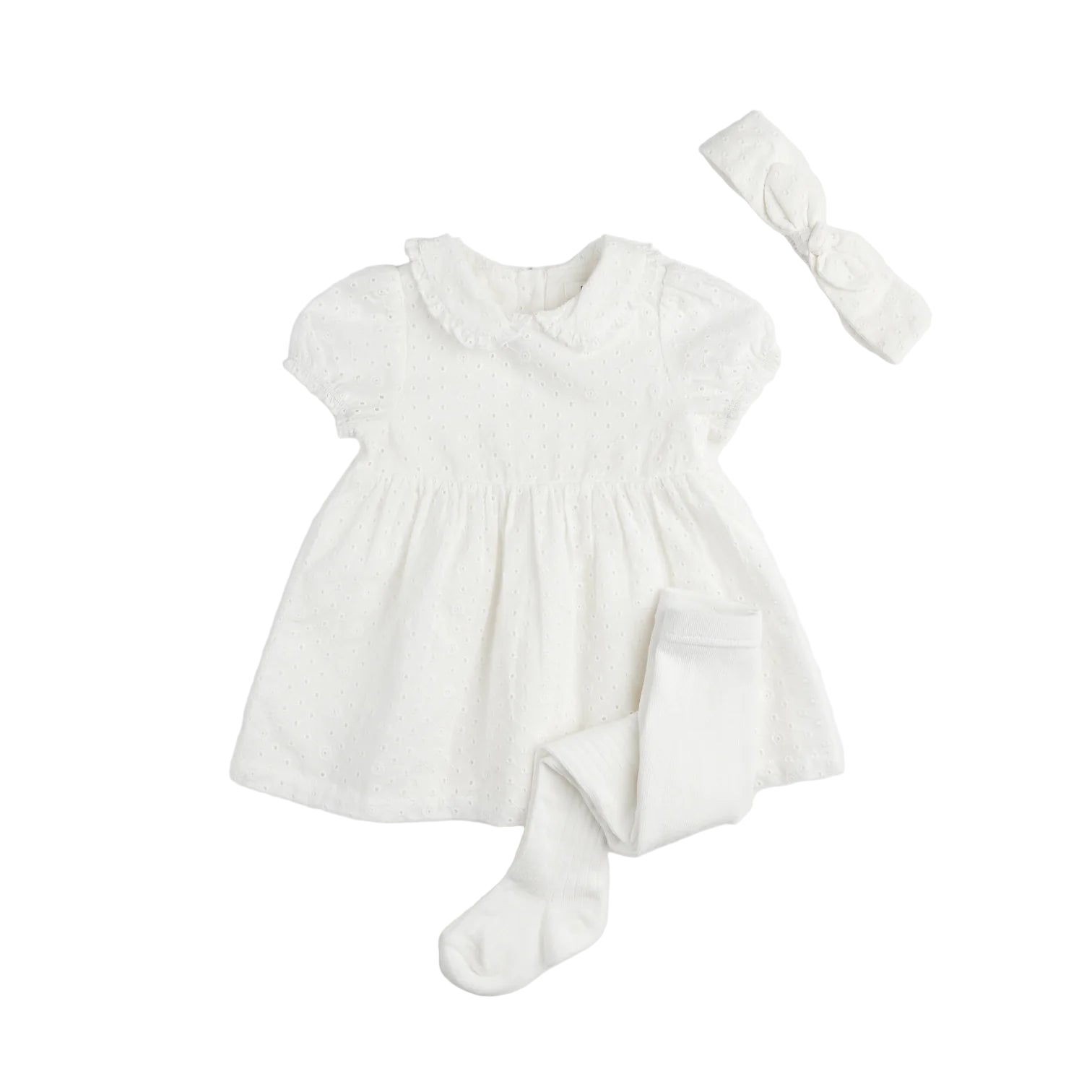 Petit Lem infant girl eyelet dress & tights set