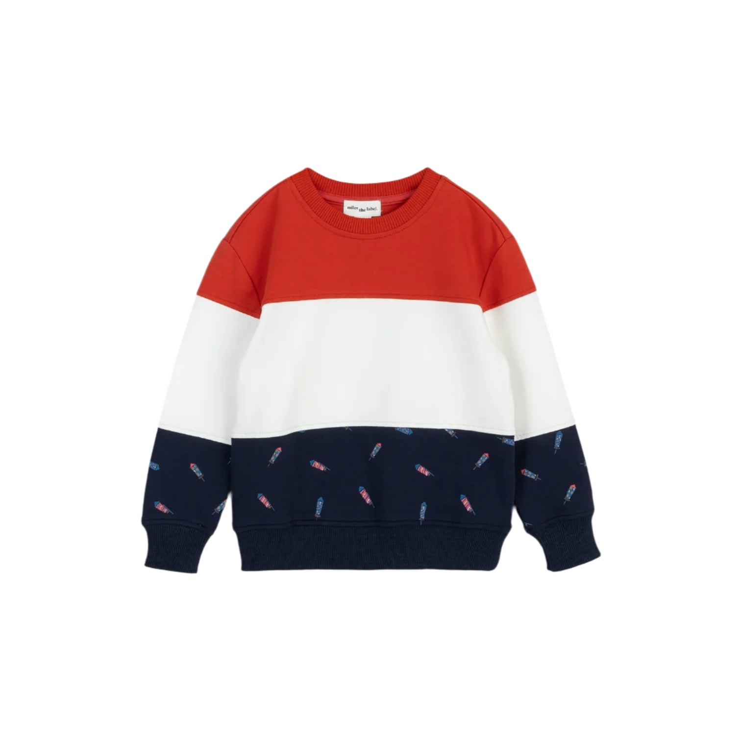 Miles the Label kids red, white & rocket sweatshirt
